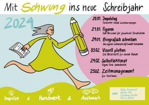 Postkarte mit Terminen im ersten Quartal 2024 zum Kreativen Schreiben in Münster