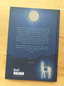 Buchrückseite von Sinje Selins Kinderbuch "Djamilas geliehne Flügel"